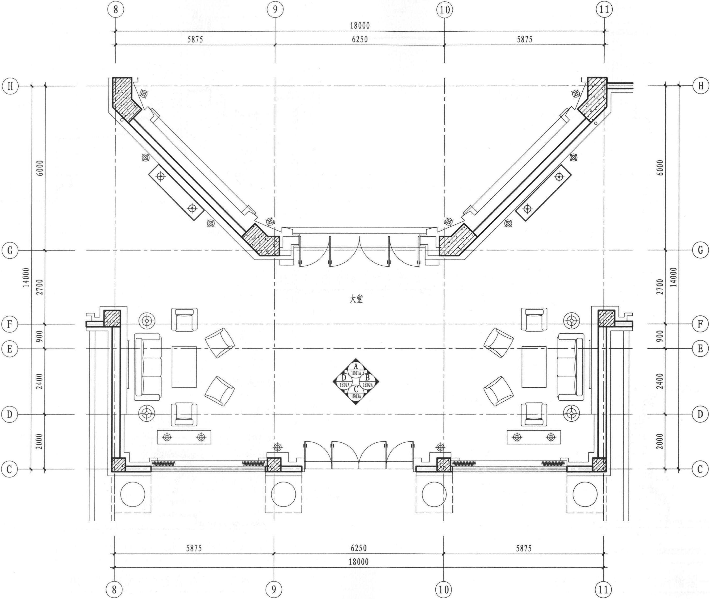 一层大堂平面布置图 1:100